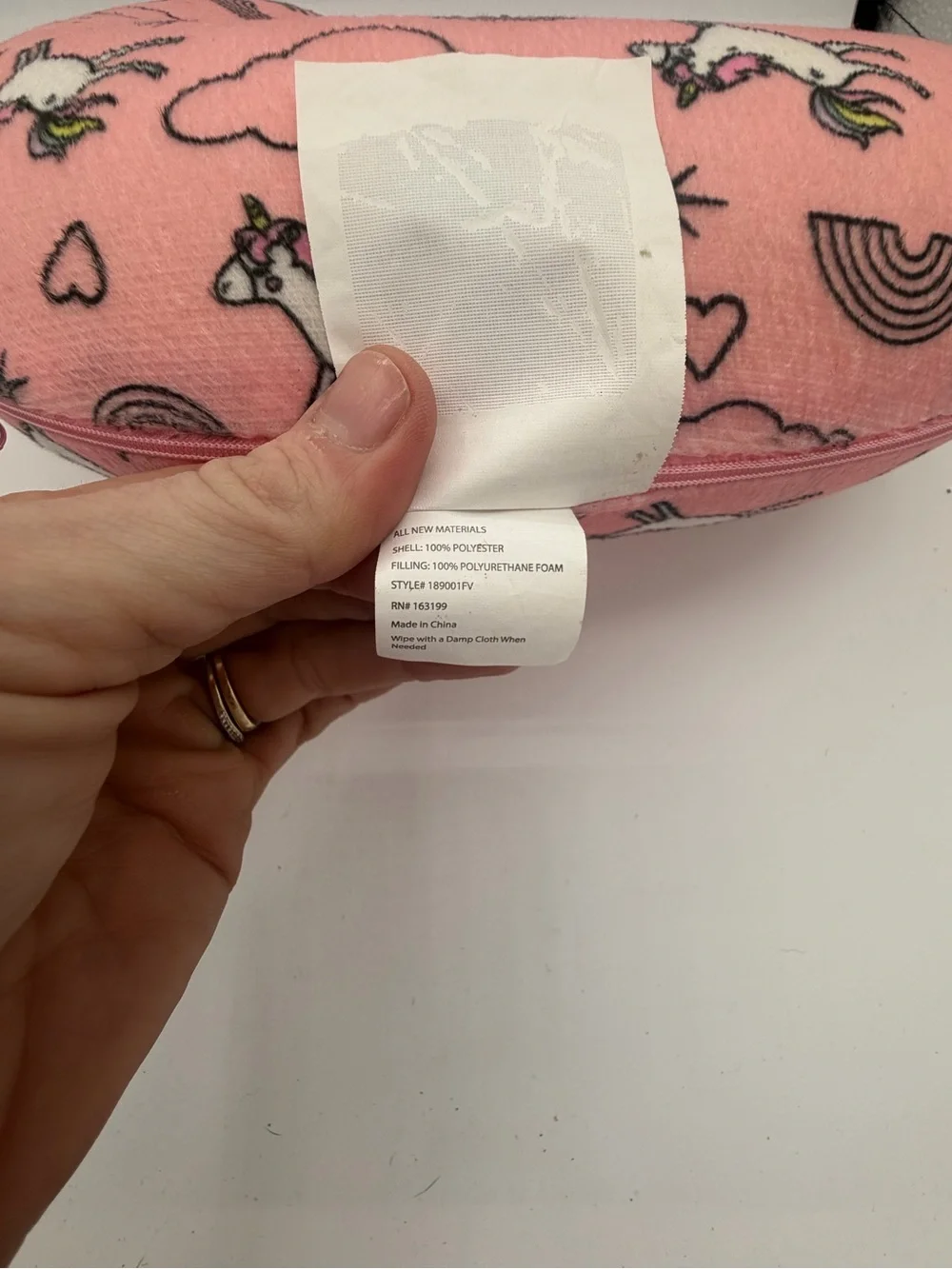 Mystic Apparel Pink Unicorn Rainbow Travel Neck Pillow Plush Foam Cushion